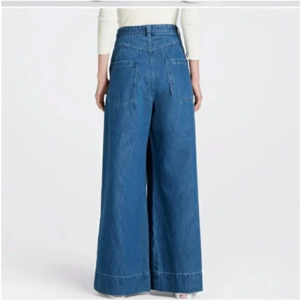 Ulla Johnson Blue Wide-Leg Denim Jeans - Picture 2 of 6